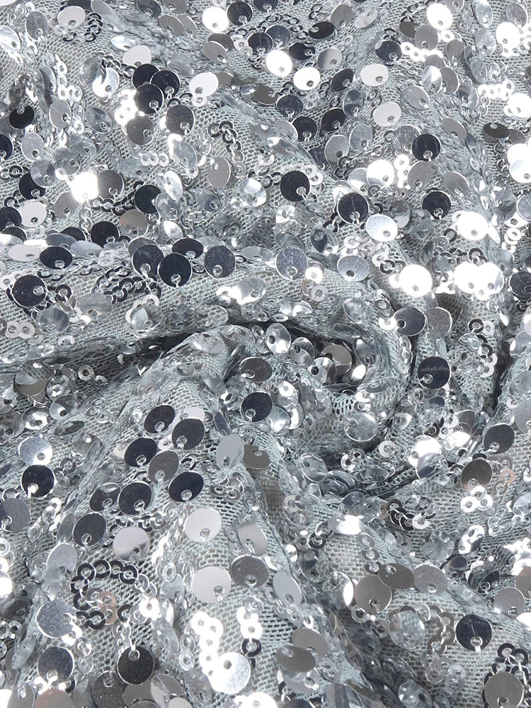 VC Glamorous Silver Sequin Sleeveless Strapless Mermaid Dress for Galas Party Wedding Evening Gown