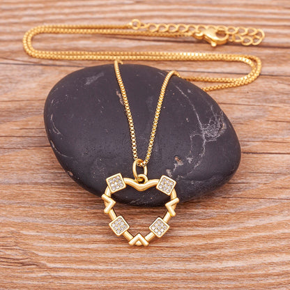 Nidin Romantic Simple Heart-shaped Necklaces Exquisite Crystal Zircon Pendant Gold Plated Clavicle Chain Women's Wedding Jewelry