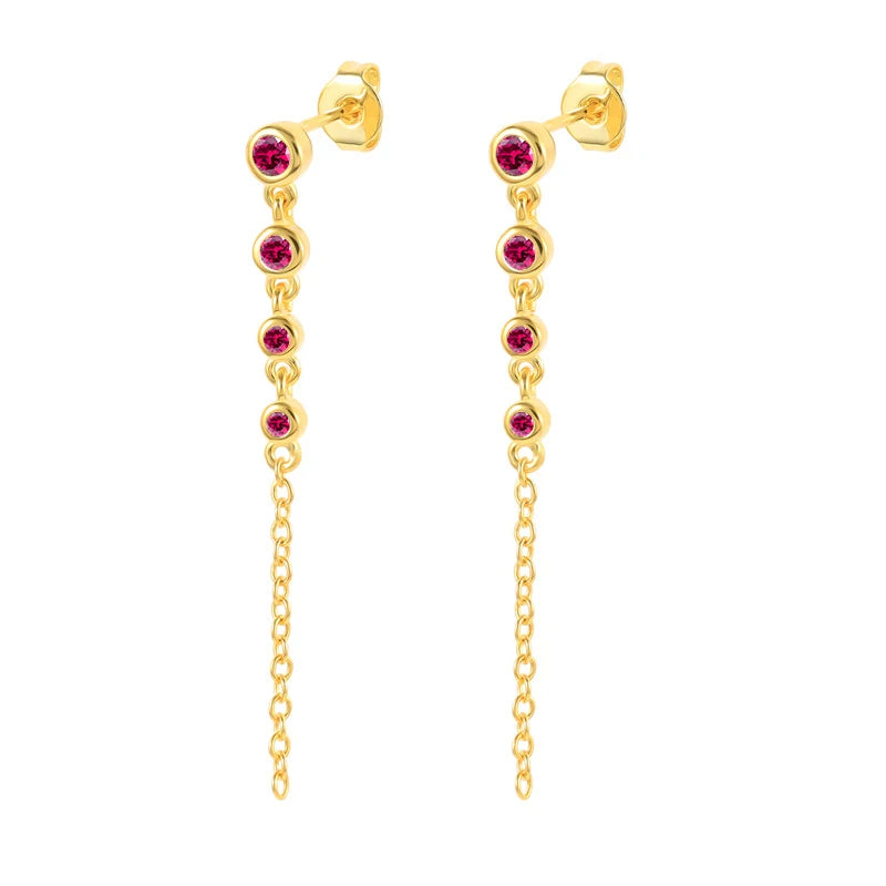 925 Sterling Silver Ear Needle Fashion Exquisite Hoop Earrings  Classic Rose Red Series Earrings for Women Patty Jewelry Gift
