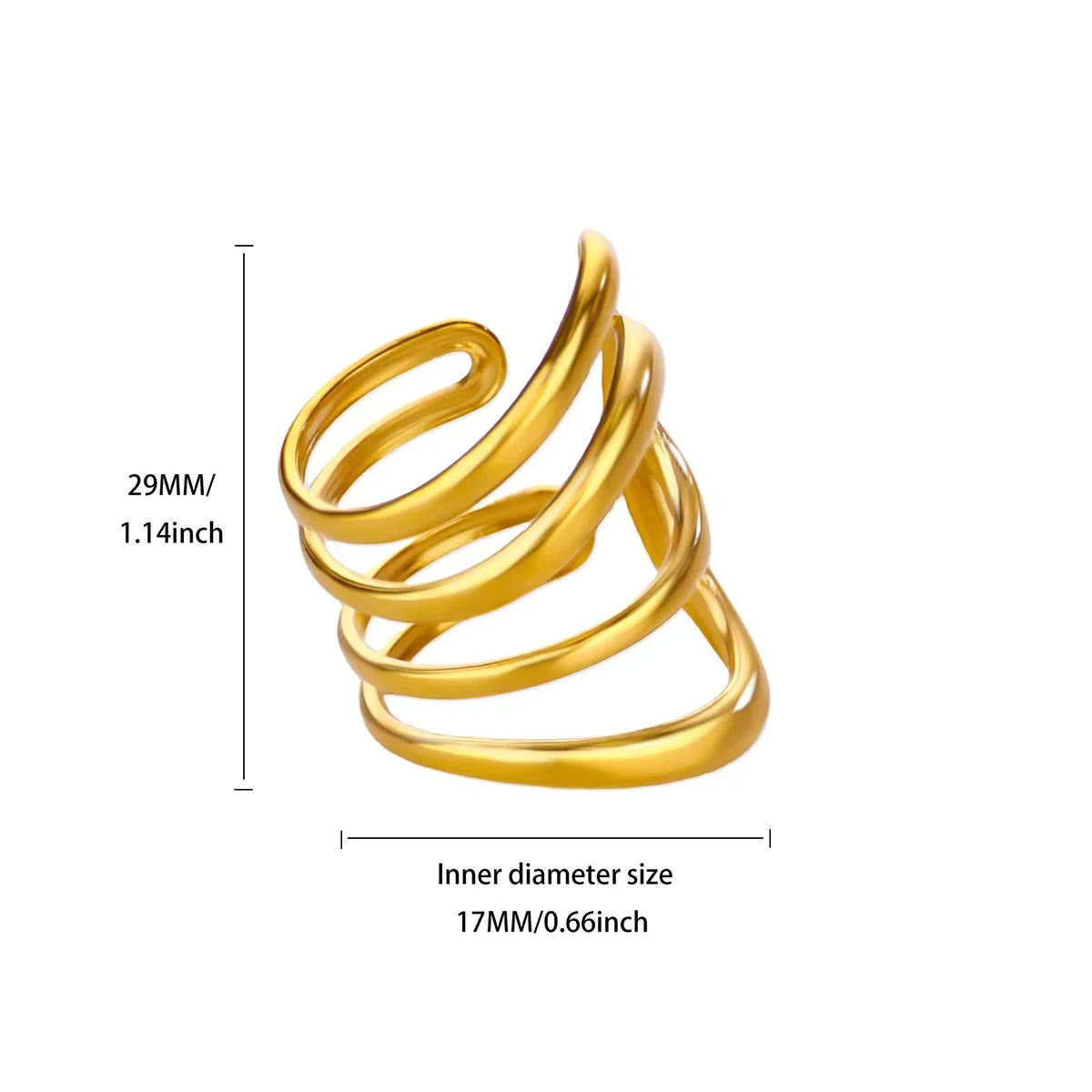 Stainless Steel Irregular Wave Rings For Women Creative Gold Color Adjustable Open Ring Female Jewelry Punk Rapper Anillos Gifts