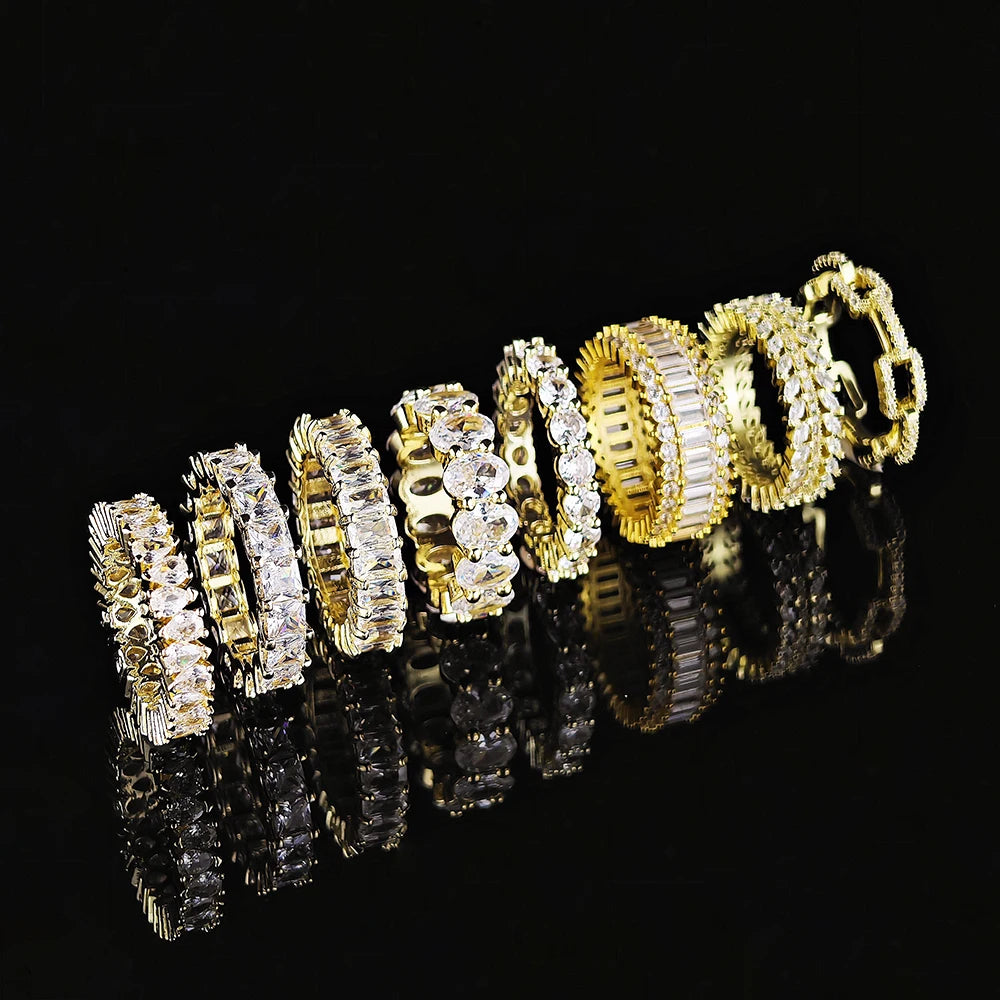 Luxury Designer Trendy Gold Color Eternity Band Gold Plated Ring for Women Free Items Gift Jewelry Wholesale Moonso Z84