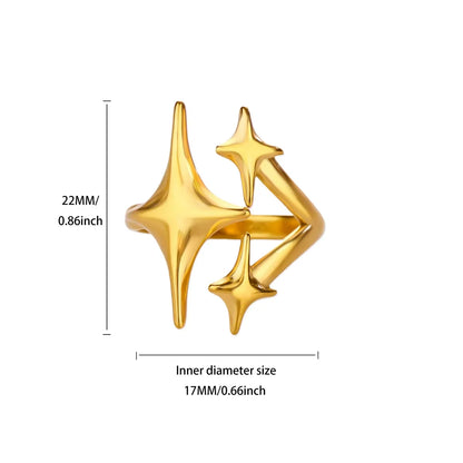 Stainless Steel Irregular Wave Rings For Women Creative Gold Color Adjustable Open Ring Female Jewelry Punk Rapper Anillos Gifts