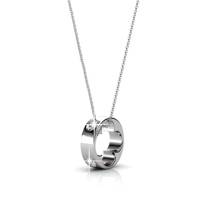 Daisini Trendy Round Geometric Pendant Necklace with Genuine Swarovski Crystals 925 Sterling Silver Fashion Jewelry Gift