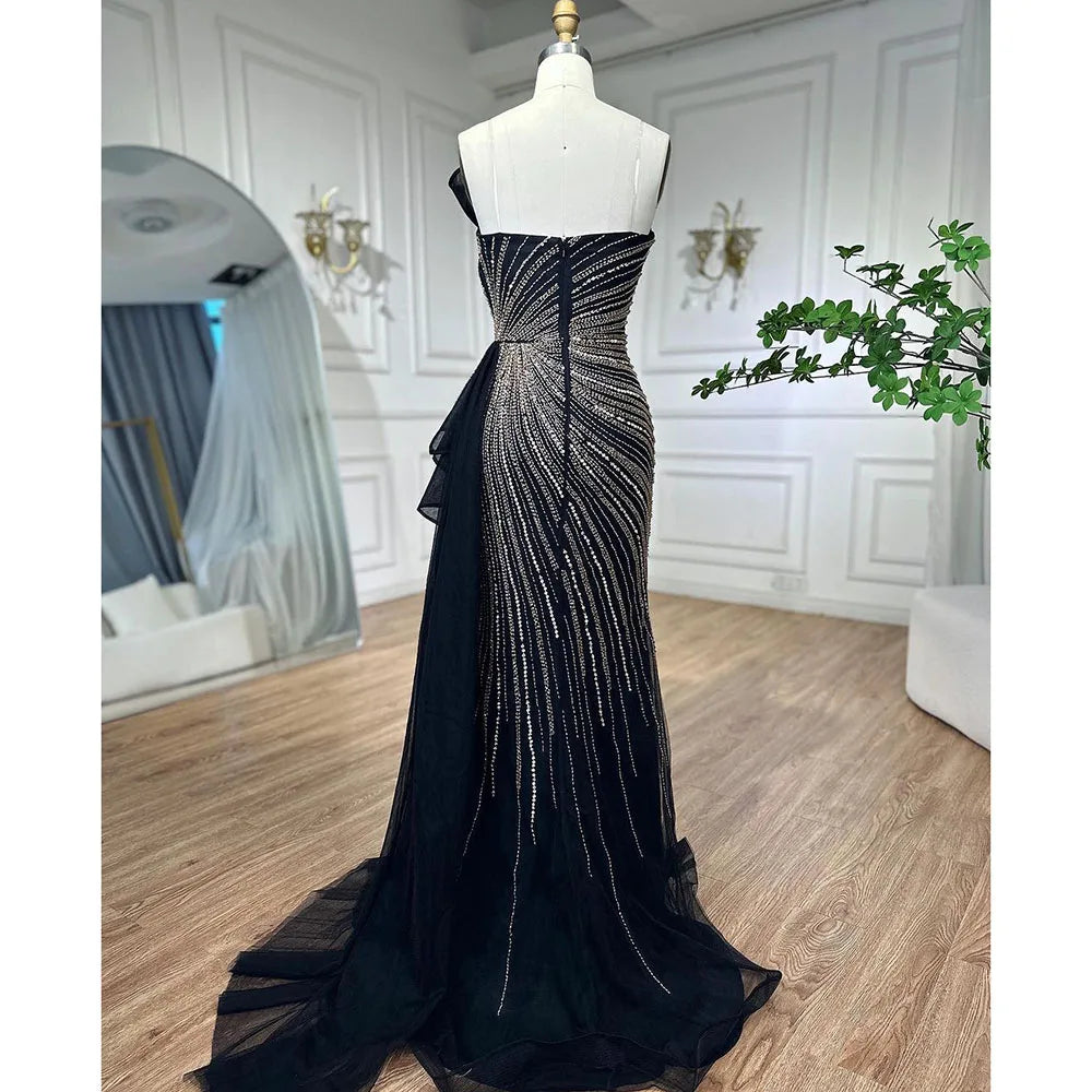 Serene Hill Dubai Green Beaded Mermaid High Split Evening Dresses 2025 Prom  For Party LA72090 Customized