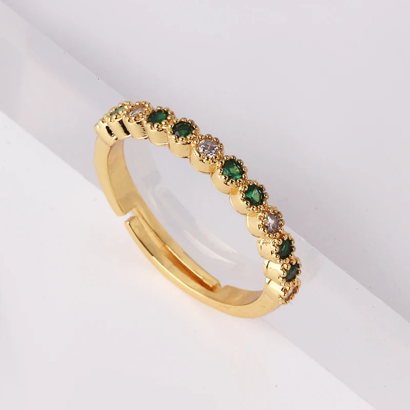 Fashion Green Cubic Zirconia 18K Gold Plated Emerald Crystal For Women Charm Bling Luxury CZ Zircon Jewelry New