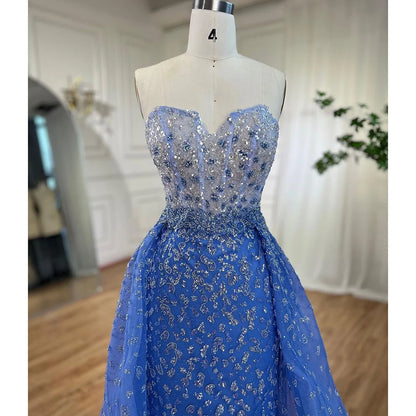 Serene Hill Blue Mermaid High Split With Skirt Sweetheart Strapless Beaded Party Dresses  Women Evening 2025 LA71796 Customized