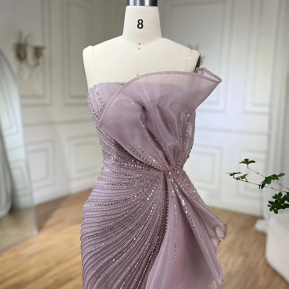 Serene Hill Dubai Green Beaded Mermaid High Split Evening Dresses 2025 Prom  For Party LA72090 Customized