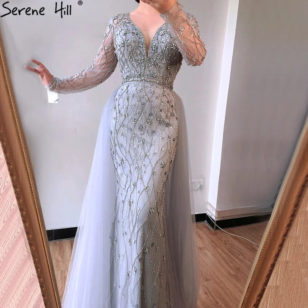 Serene Hill L Lilac s 2025 Dubai Elegant Diamond  Long Luxury Evening Dresse Mermaid Beaded Formal Dress LA70341 Customized