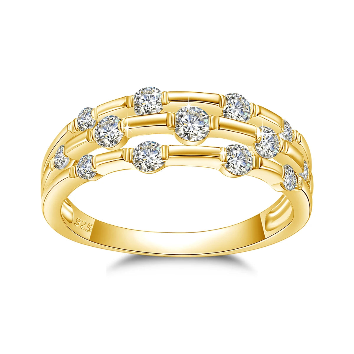 Certificated Moissanite Rings For Women Solid 925 Sterling Silver Eternity Band Wedding Jewelry Gift For Girl Pass Diamond Test