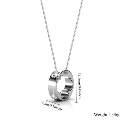 Daisini Trendy Round Geometric Pendant Necklace with Genuine Swarovski Crystals 925 Sterling Silver Fashion Jewelry Gift