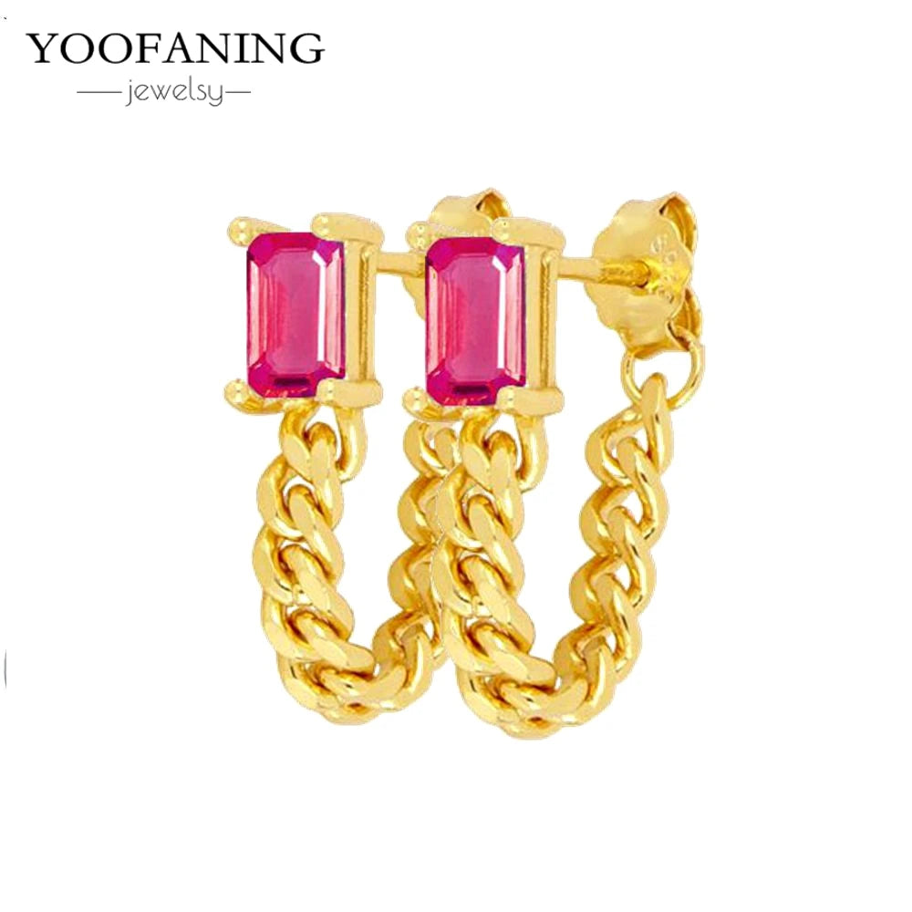 925 Sterling Silver Ear Needle Fashion Exquisite Hoop Earrings  Classic Rose Red Series Earrings for Women Patty Jewelry Gift
