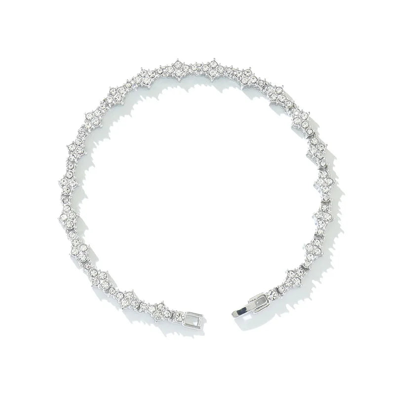 Round Stone Star Cubic Zirconia Bracelet Hip-Hop Jewelry For Men Shiny Elegant Fashion Accessory Classic  Gift For Birthday