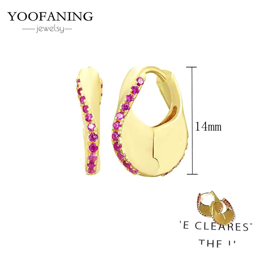 925 Sterling Silver Ear Needle Fashion Exquisite Hoop Earrings  Classic Rose Red Series Earrings for Women Patty Jewelry Gift
