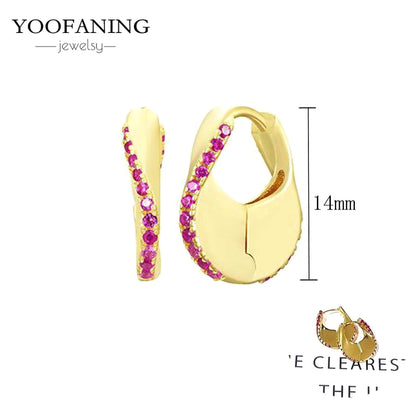 925 Sterling Silver Ear Needle Fashion Exquisite Hoop Earrings  Classic Rose Red Series Earrings for Women Patty Jewelry Gift