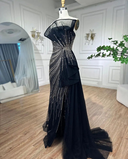 Serene Hill Dubai Green Beaded Mermaid High Split Evening Dresses 2025 Prom  For Party LA72090 Customized