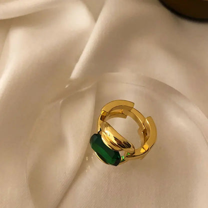 Best Selling Elegant Green Crystal Stone Gold Color Ladies Engagement Rings Original Jewelry For Women Gifts Never Fade