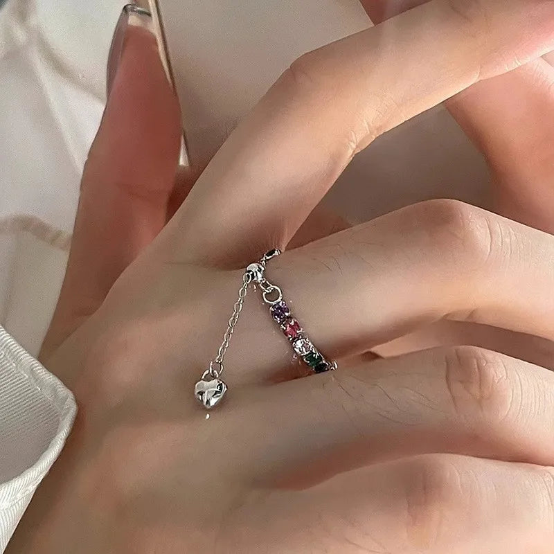 925 Sterling Silver Open Finger Ring Elegant Rose Pink Shining Dazzling Stackable For Women Jewelry Gift Dropship Wholesale