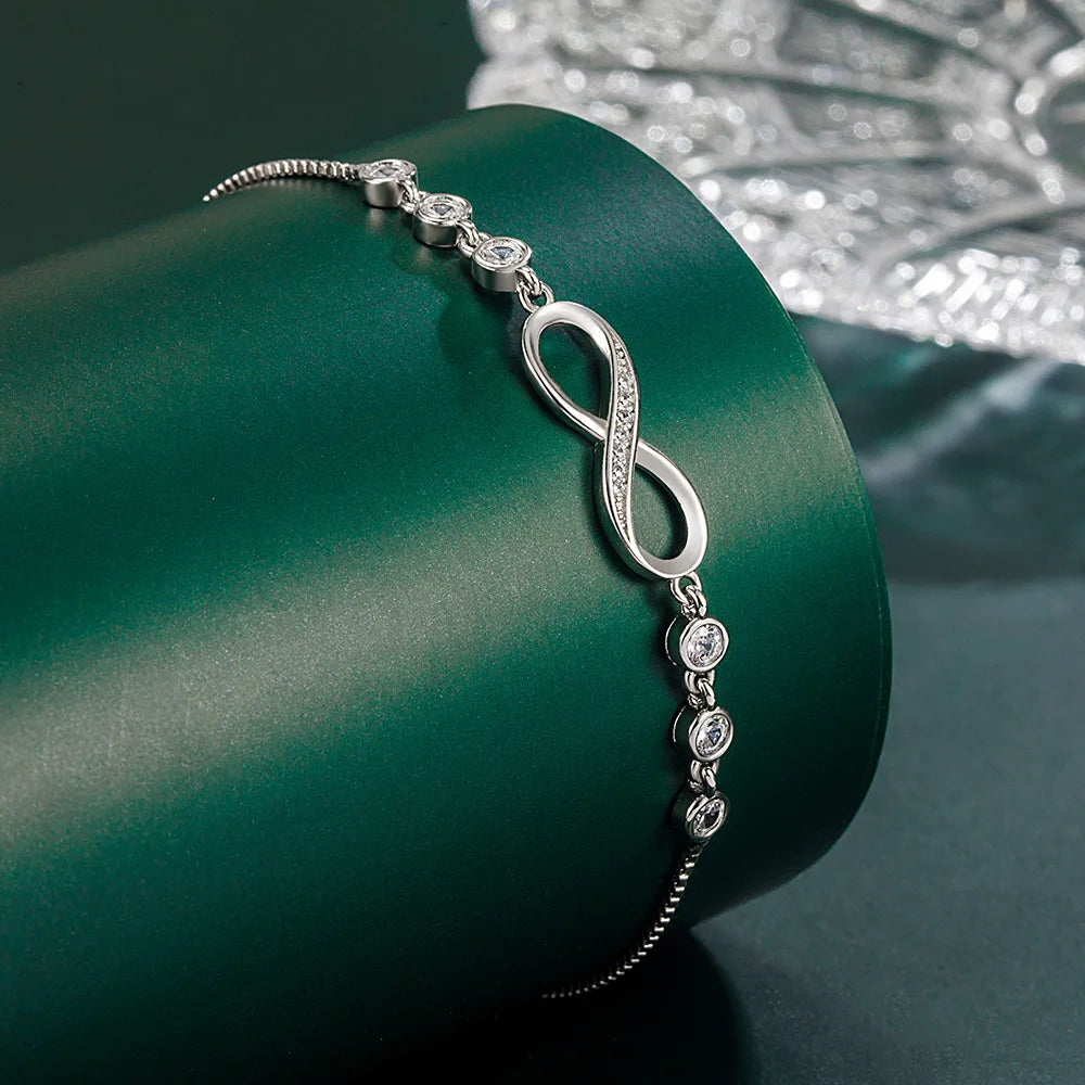 925 Sterling Silver luxury Crystal Bracelets for Women Fashion Street Versatile Jewelry Party Wedding Accessories Christmas Gift