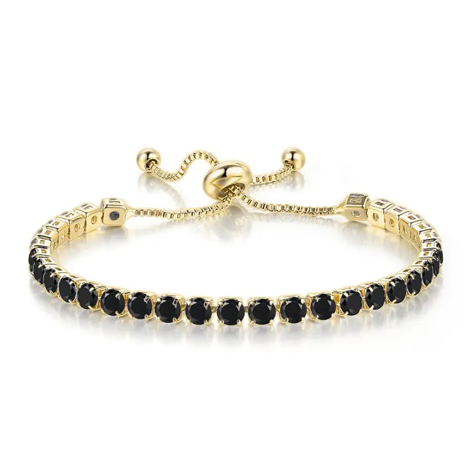 Adjustable Colorful Birthstone Tennis Bracelets for Women 4MM Crystal Bangle Girls Hand Chain Trend Jewelry Accessories H133