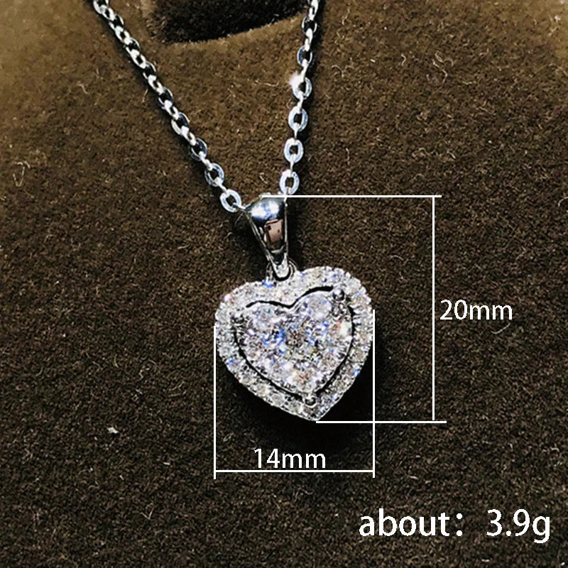 Light Luxury Zircon Heart Pendant Necklaces For Women Trendy Stainless Steel Chain Choker Necklace Bridal Wedding Jewelry Gift