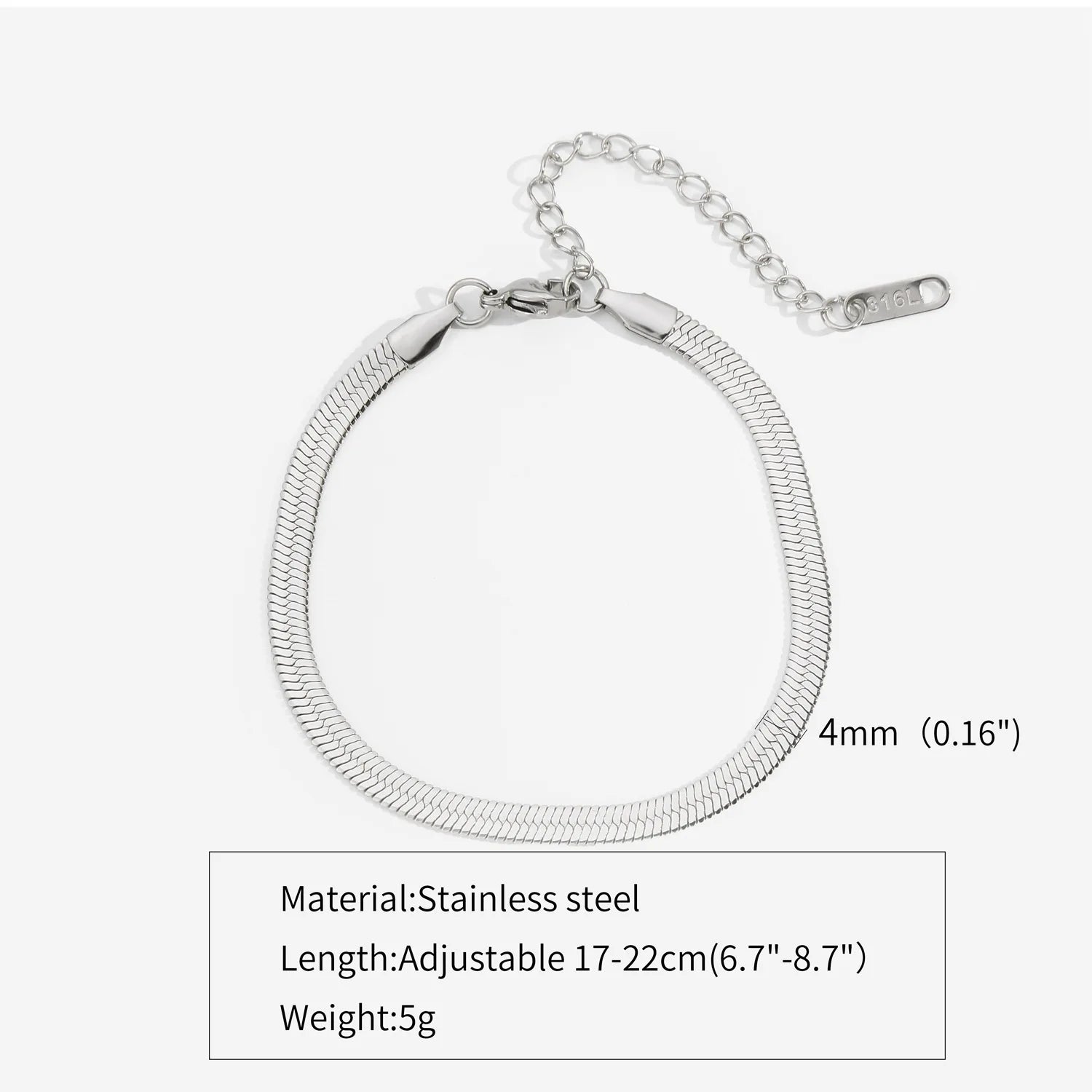 Hip Hop Stainless Steel Bracelet Gold Color Snake Chain Titanium Steel Bracelet For Women Men Fashion Jewelry Accessories
