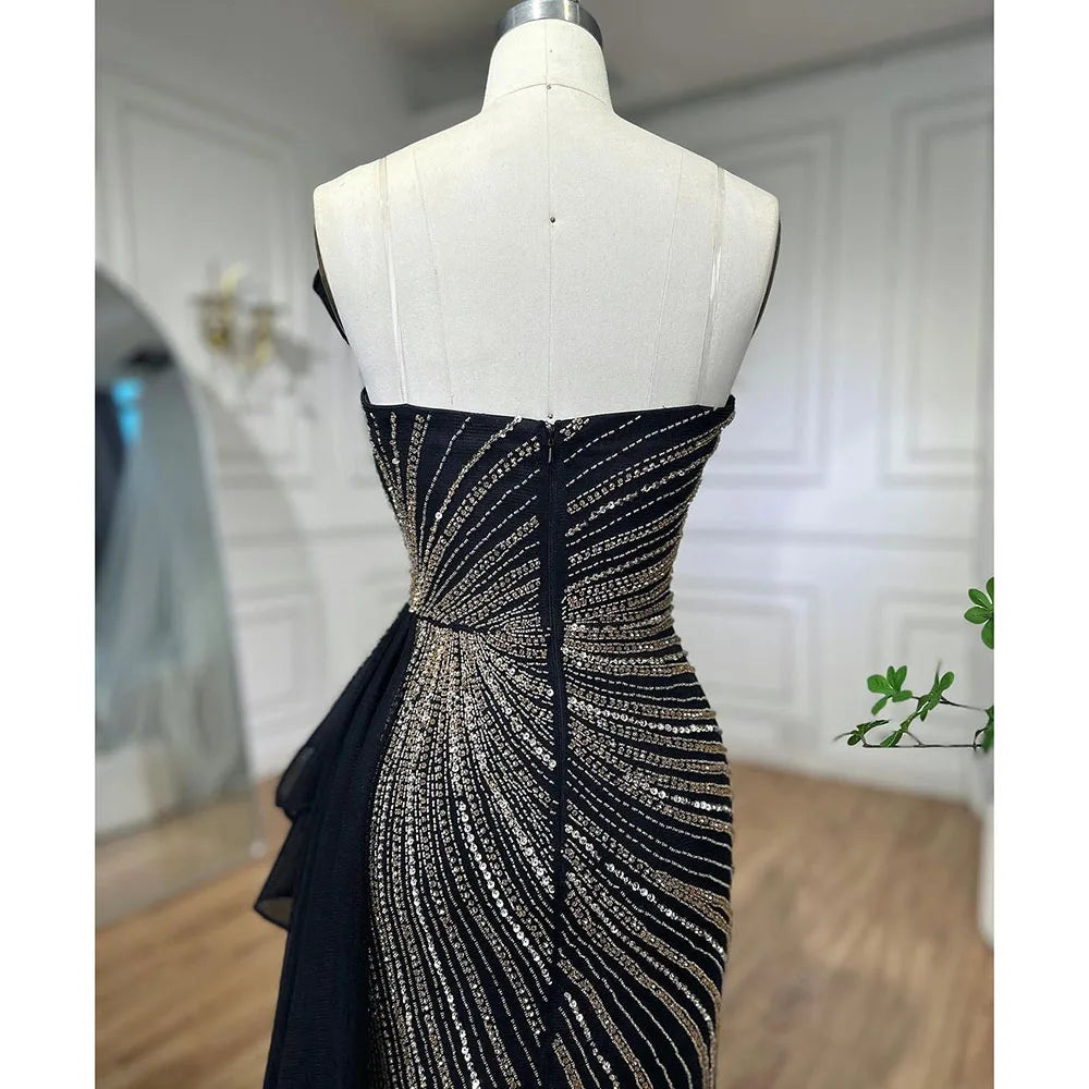 Serene Hill Dubai Green Beaded Mermaid High Split Evening Dresses 2025 Prom  For Party LA72090 Customized