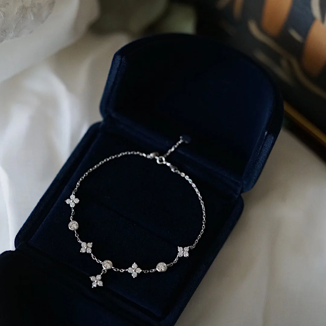 CCFJOYAS 100% 925 Sterling Silver Mini Flower Zircon Bracelet for Girl Minimalist 18k Gold Plated Lucky Bracelet Fine Jewelry