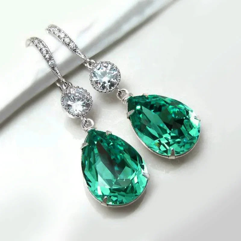 2025 New Colorful Crystal Zircon Bridal Earrings, European and American Personalized Fashion Trend, High End Jewelry