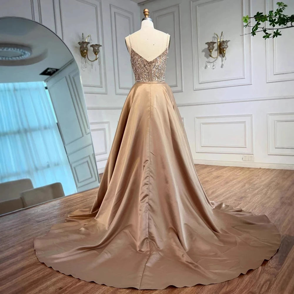 Sage Green Beaded Evening Dresses Gowns with Detachable Overskirt for Party LA72733A 2025 Customized Serene Hill