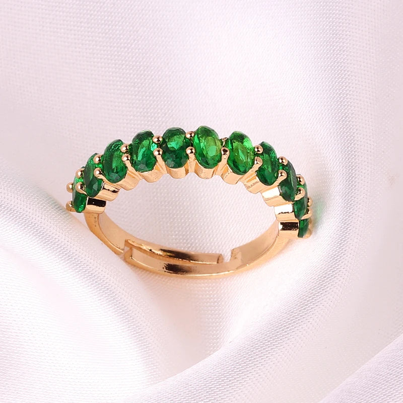 Fashion Green Cubic Zirconia 18K Gold Plated Emerald Crystal For Women Charm Bling Luxury CZ Zircon Jewelry New