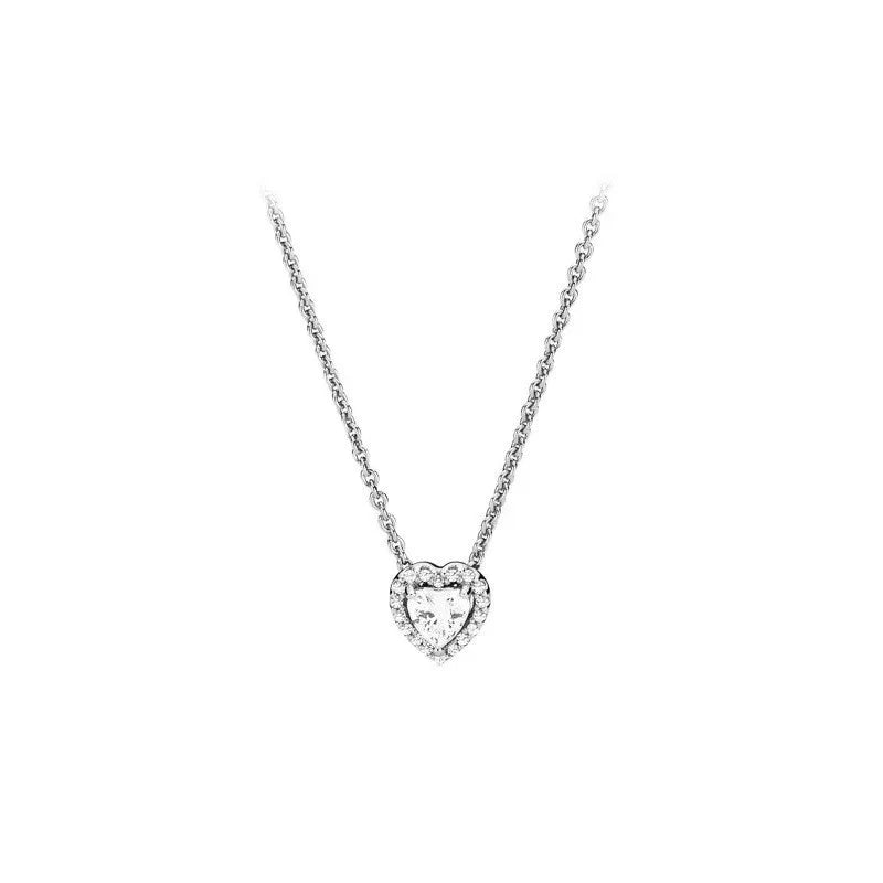 Colorful Heart Shaped Pendants Necklace Original 925 Sterling Silver Elevated Heart Necklace Lover's Holiday Fine Jewelry Gift