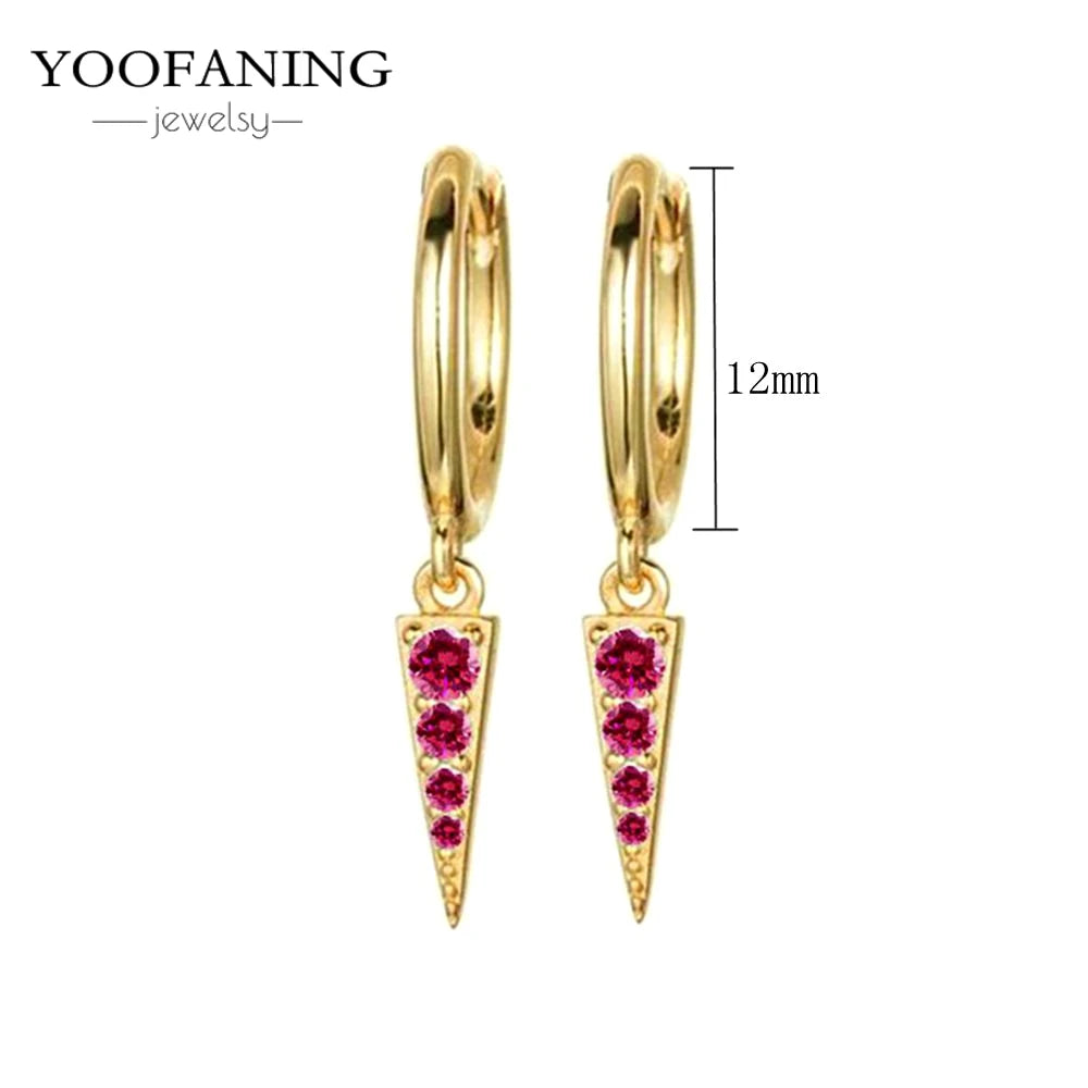 925 Sterling Silver Ear Needle Fashion Exquisite Hoop Earrings  Classic Rose Red Series Earrings for Women Patty Jewelry Gift