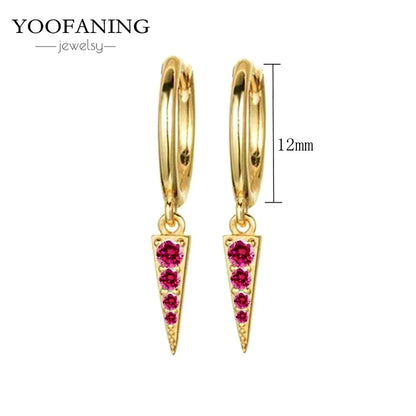 925 Sterling Silver Ear Needle Fashion Exquisite Hoop Earrings  Classic Rose Red Series Earrings for Women Patty Jewelry Gift