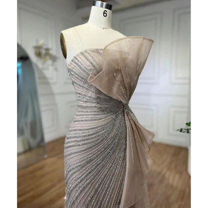 Serene Hill Dubai Green Beaded Mermaid High Split Evening Dresses 2025 Prom  For Party LA72090 Customized