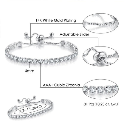 Adjustable Colorful Birthstone Tennis Bracelets for Women 4MM Crystal Bangle Girls Hand Chain Trend Jewelry Accessories H133