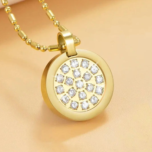 Fashion Necklace Natural Stone Pendants Stainless Steel Abalone Zircon Healing Balance Jewelry with Box Women Gift