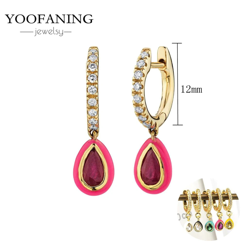 925 Sterling Silver Ear Needle Fashion Exquisite Hoop Earrings  Classic Rose Red Series Earrings for Women Patty Jewelry Gift