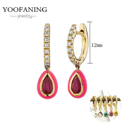 925 Sterling Silver Ear Needle Fashion Exquisite Hoop Earrings  Classic Rose Red Series Earrings for Women Patty Jewelry Gift
