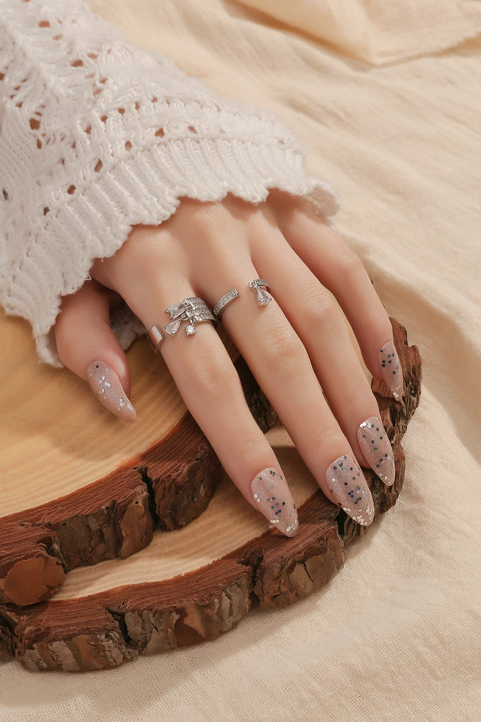 ZAKOL Brand Korea Multilayer Zircon Engagement Open Rings for Women Fashion Water Drop Party Jewelry