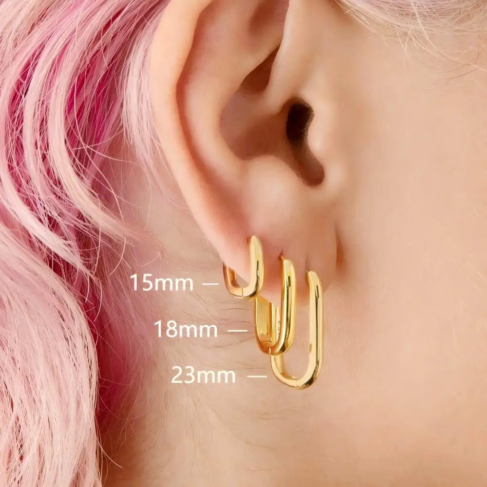 2/6PCS Mariasz Minimalist Stainless Steel Huggie PVD Plated Gold Color Square Hoop Earrings for Women Men Classic Jewelry