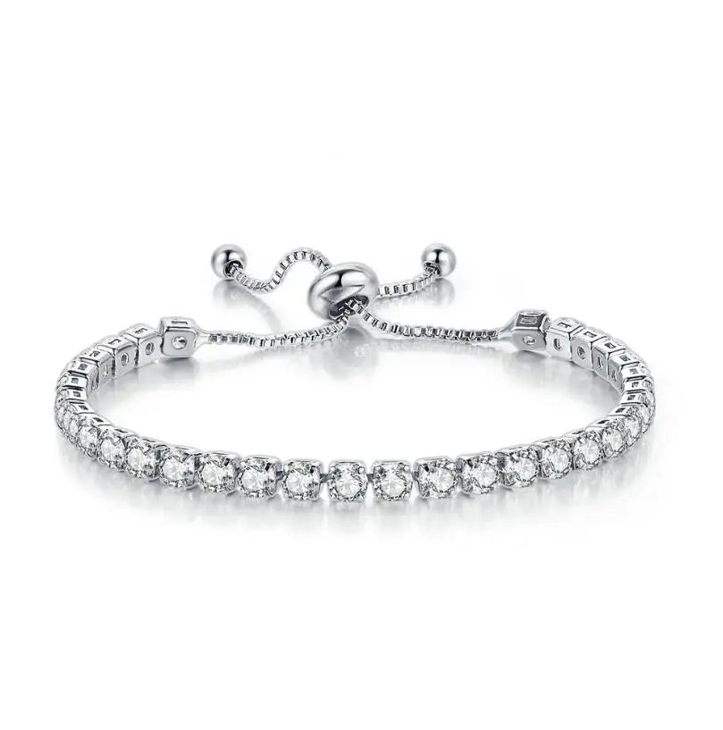 Adjustable Colorful Birthstone Tennis Bracelets for Women 4MM Crystal Bangle Girls Hand Chain Trend Jewelry Accessories H133