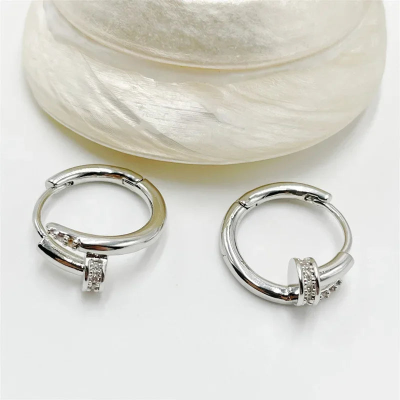 XINYI Plated Zircon Round Circle Hoop Earring for Women Minimalist Trendy Accessories Party Wedding Jewelry gifts