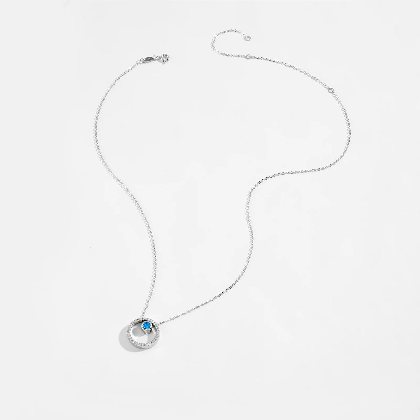 DPLAOPA 925 Sterling Silver Blue Crystal CZ Circle Pendant Zircon Move Triple In 3 Wearing Necklace Luxury Fine Jewelry