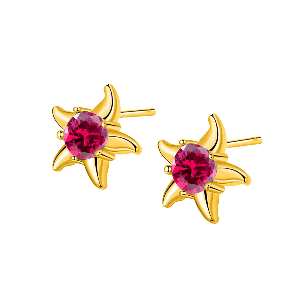 925 Sterling Silver Ear Needle Fashion Exquisite Hoop Earrings  Classic Rose Red Series Earrings for Women Patty Jewelry Gift