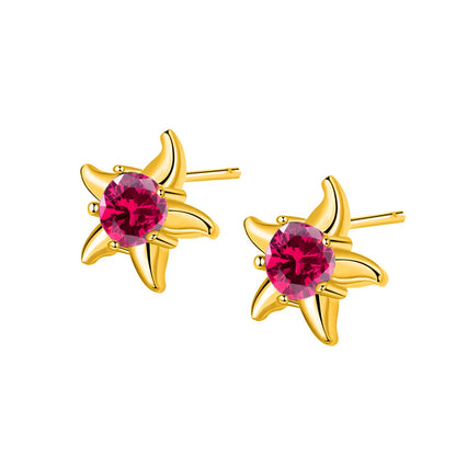 925 Sterling Silver Ear Needle Fashion Exquisite Hoop Earrings  Classic Rose Red Series Earrings for Women Patty Jewelry Gift