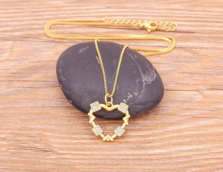 Nidin Romantic Simple Heart-shaped Necklaces Exquisite Crystal Zircon Pendant Gold Plated Clavicle Chain Women's Wedding Jewelry