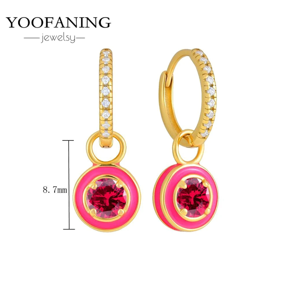 925 Sterling Silver Ear Needle Fashion Exquisite Hoop Earrings  Classic Rose Red Series Earrings for Women Patty Jewelry Gift