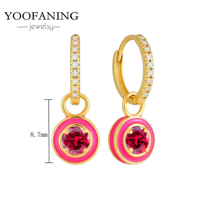 925 Sterling Silver Ear Needle Fashion Exquisite Hoop Earrings  Classic Rose Red Series Earrings for Women Patty Jewelry Gift
