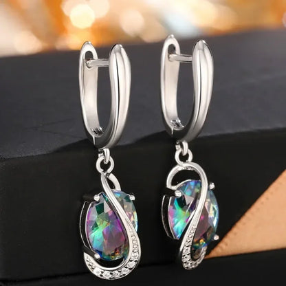 2025 New Colorful Crystal Zircon Bridal Earrings, European and American Personalized Fashion Trend, High End Jewelry