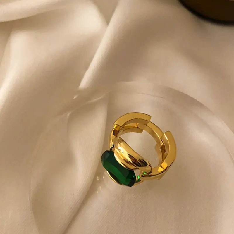 Best Selling Elegant Green Crystal Stone Gold Color Ladies Engagement Rings Original Jewelry For Women Gifts Never Fade